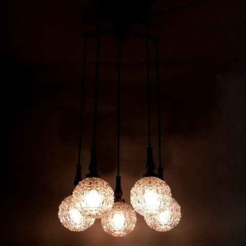 photo furniture Vintage. Ceiling Lamp With Five Glass Globes. 1960   1965.