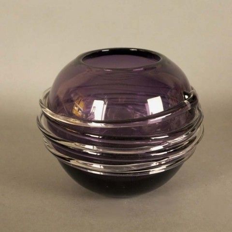 Violet Glass Vase With Overlay. Czechoslovakia 1950   1959 photo furniture