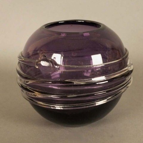Violet Glass Vase With Overlay. Czechoslovakia 1950   1959 photo Home Decor