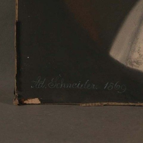 Ad. Schneider. Biedermeier Girl Portrait. 1869. photo for sale