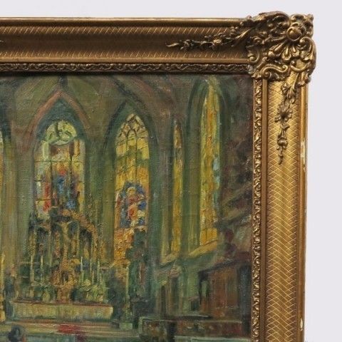 Emillie Von Palmenberg. Oil On Canvas. Church Interior 1920. photo Art