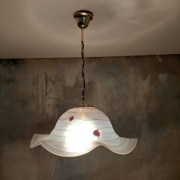 German Handmade Glass Pedantlamp From Poeschinger. 1970   1975 photo vinterior