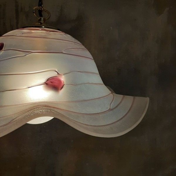 German Handmade Glass Pedantlamp From Poeschinger. 1970   1975 photo vintage