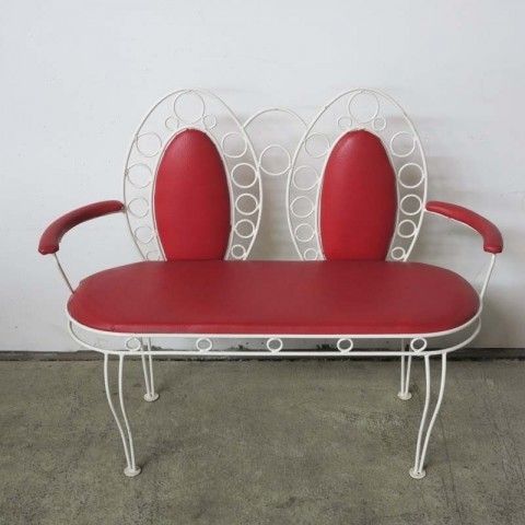 Vintage Bench With Two Metal Chairs. photo for sale