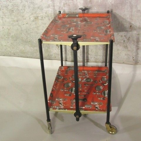 Metal Serving Trolley. Fornasetti Era. 1950   1955. photo vintage