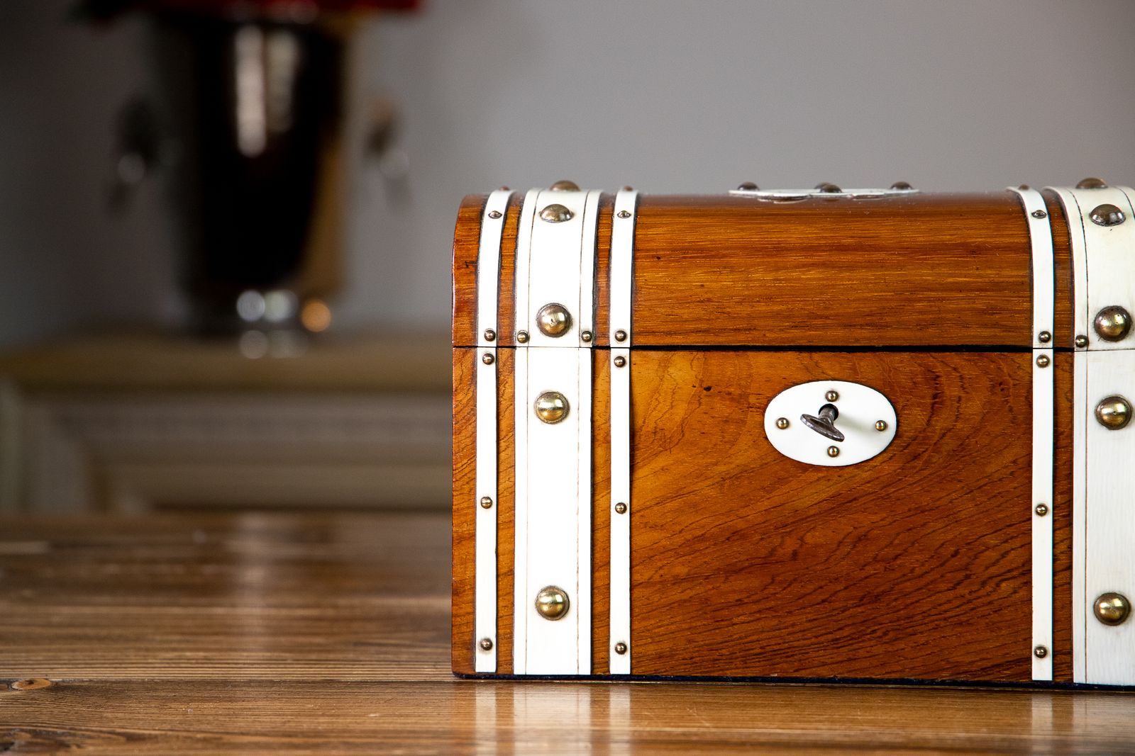 Light Rosewood French Tea Caddy 1890 photo vintage