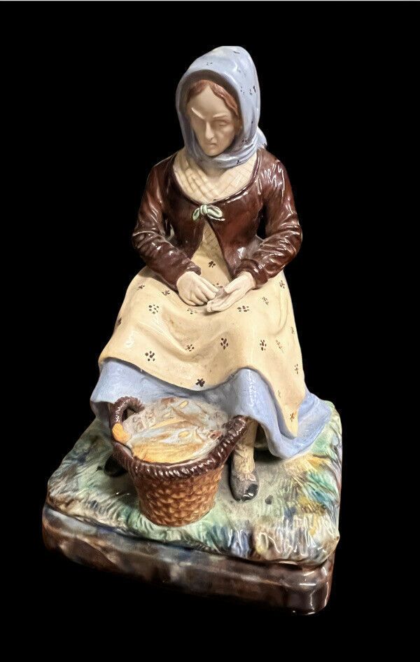 Majolica Fisherman And His Wife, Very Good Quality. Large In Size. photo furniture