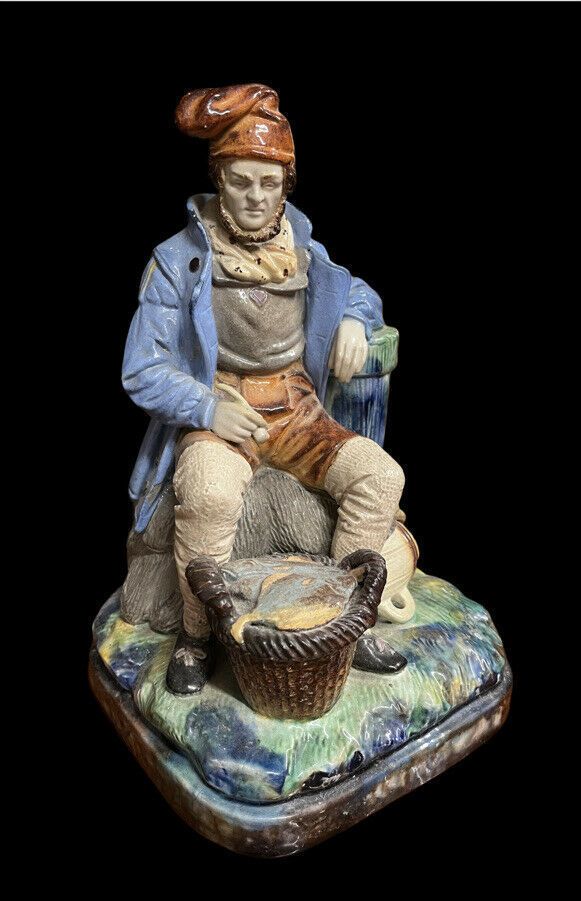 Majolica Fisherman And His Wife, Very Good Quality. Large In Size. photo for sale