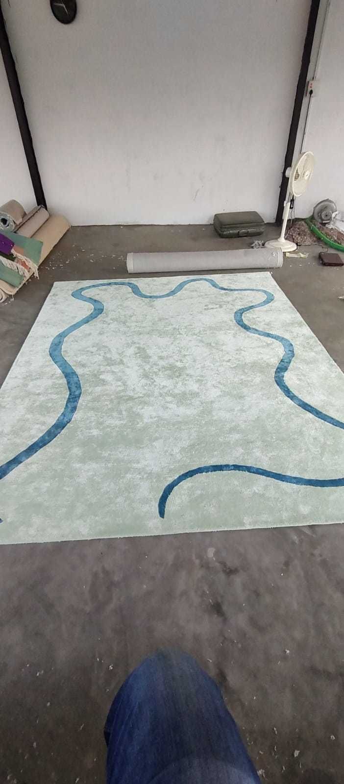 Mint Green And Blue Ribbon Rug 300 X 240cm photo Textiles