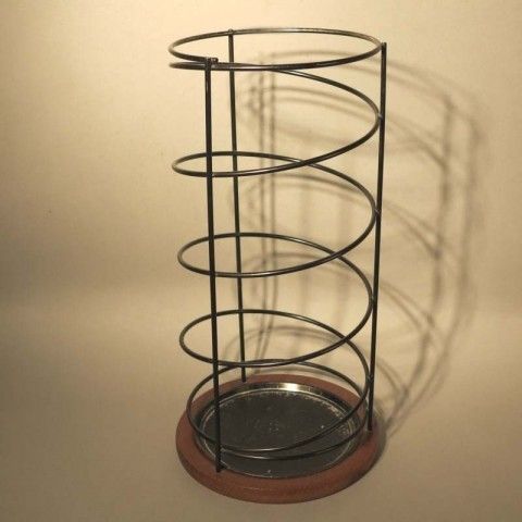 Design Umbrella Stand Made Of Metal And Teak. 1950   1960