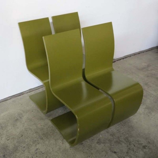 Four Vintage Wooden Chairs In The Form Of S. 1960   1970