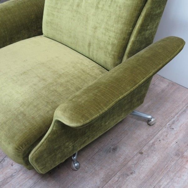 Furniture Vintage German Green Swivel Relax Lounge Chair. 1970   1975 photo