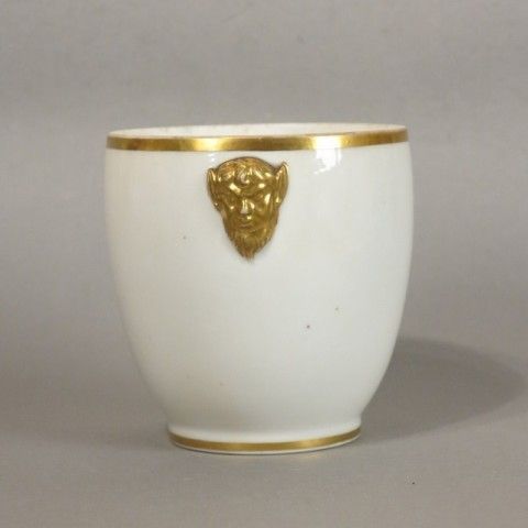 Biedermeier Porcelain Cup With Golden Faun Heads. 1820   1850