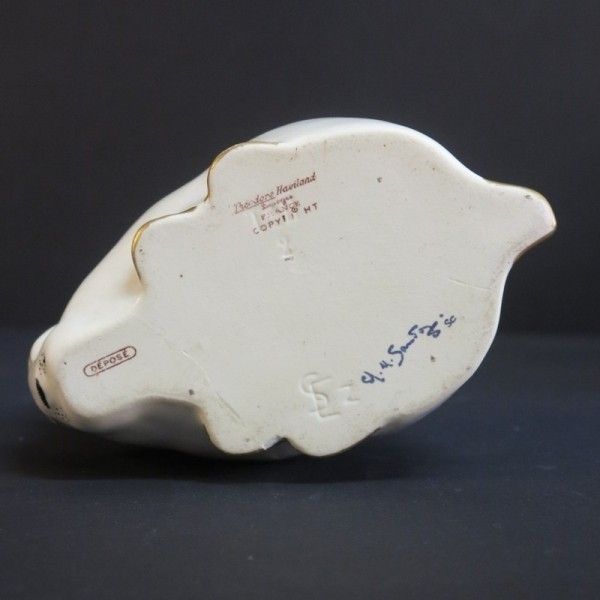 Limoges Porcelain Figurine "La Bonbonniere Lapin". Sandoz 1900   1920. photo for sale