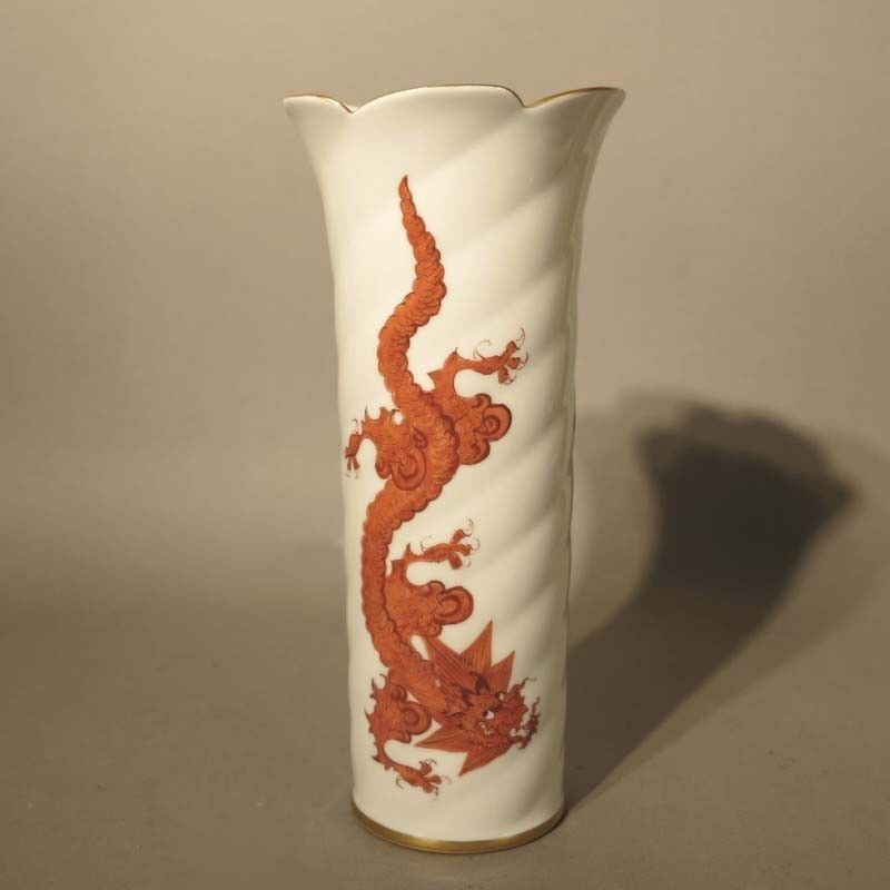 Porcelain Vase With Dragon Motif By Forkert Dresden. 1900   1920