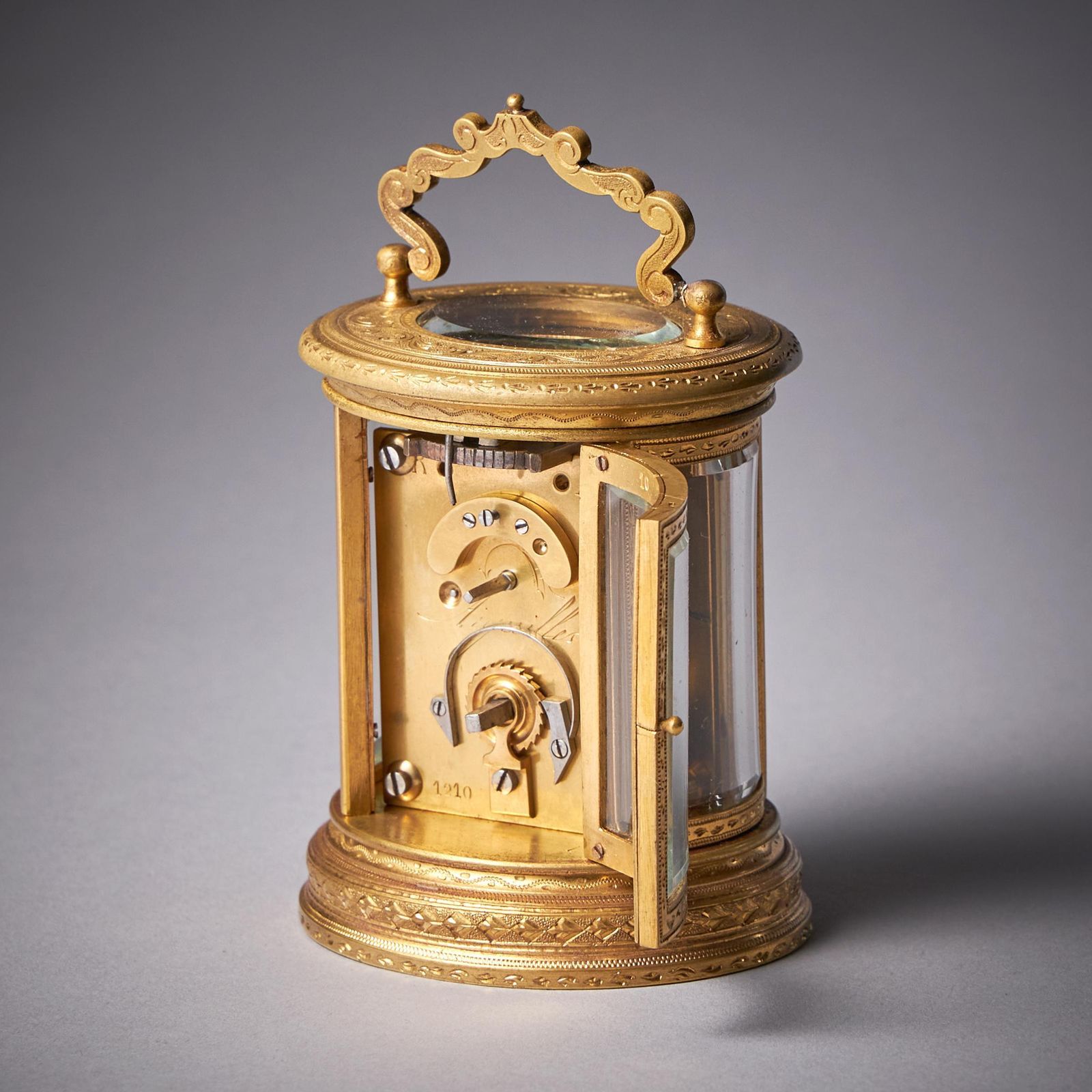 19th Century Eight Day Miniature Gilt Brass Carriage Clock With Original Case photo vinterior