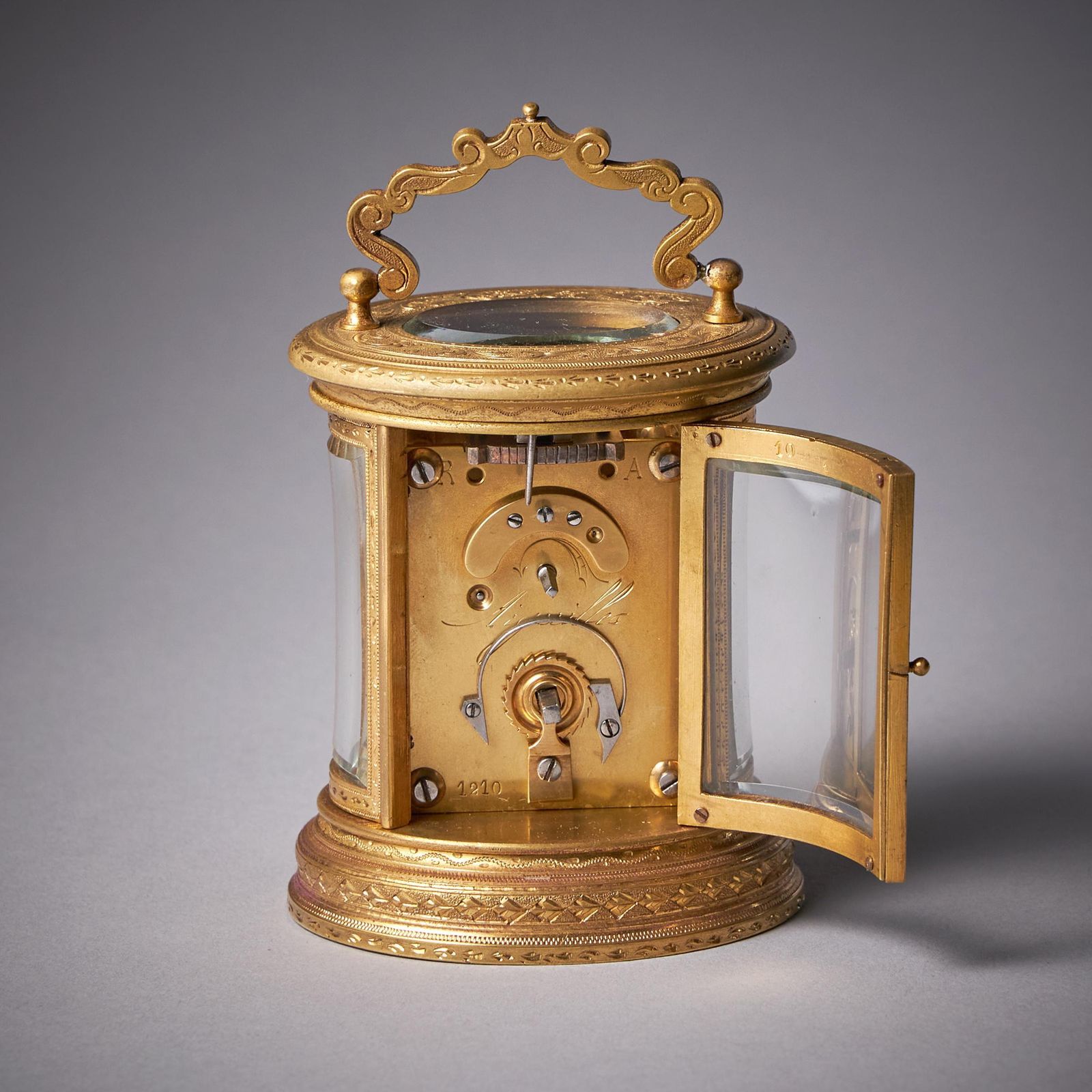 19th Century Eight Day Miniature Gilt Brass Carriage Clock With Original Case photo buy