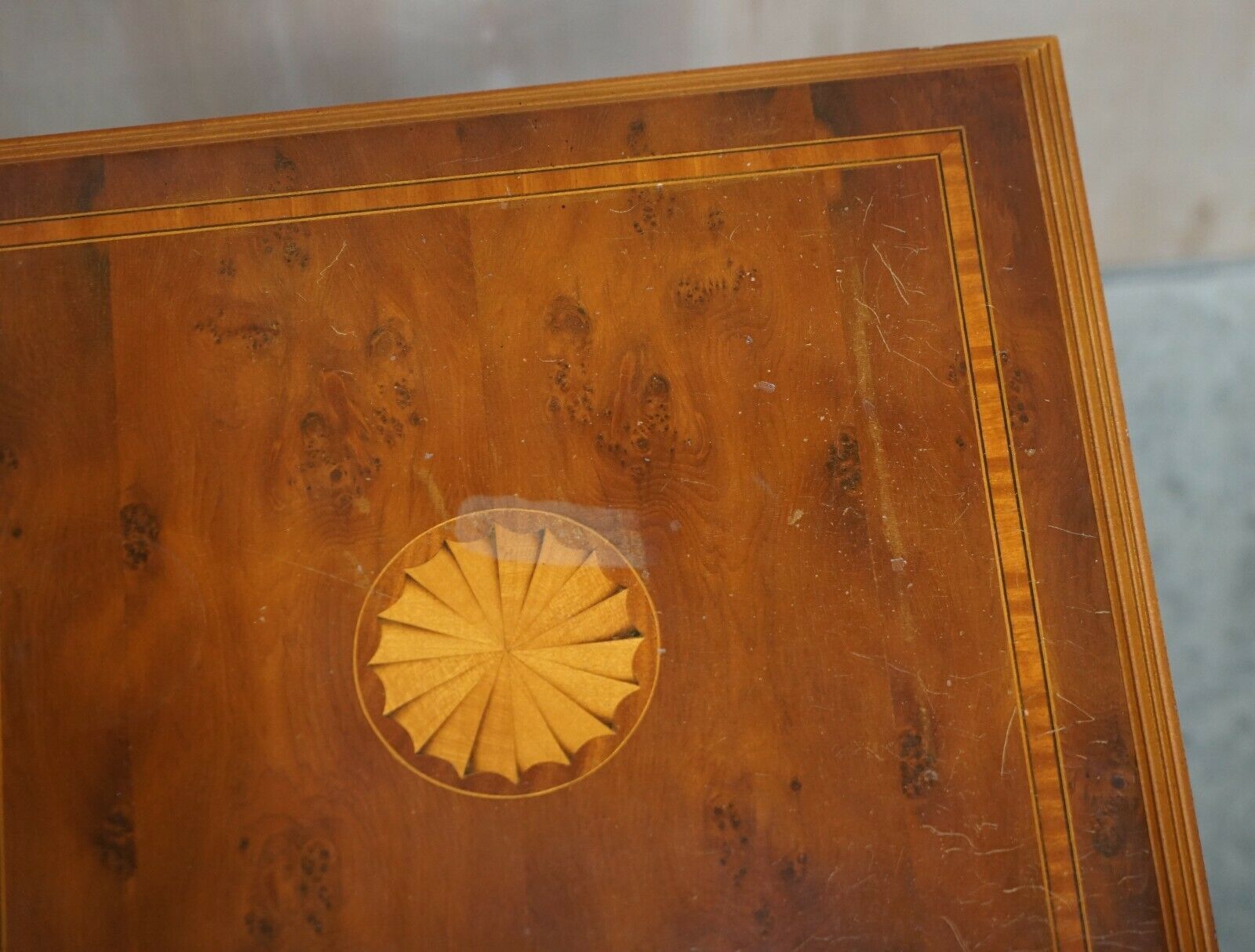 Lovely Sheraton Revival Burr Yew & Satinwood Revolving Bookcase Side End Table photo vintage