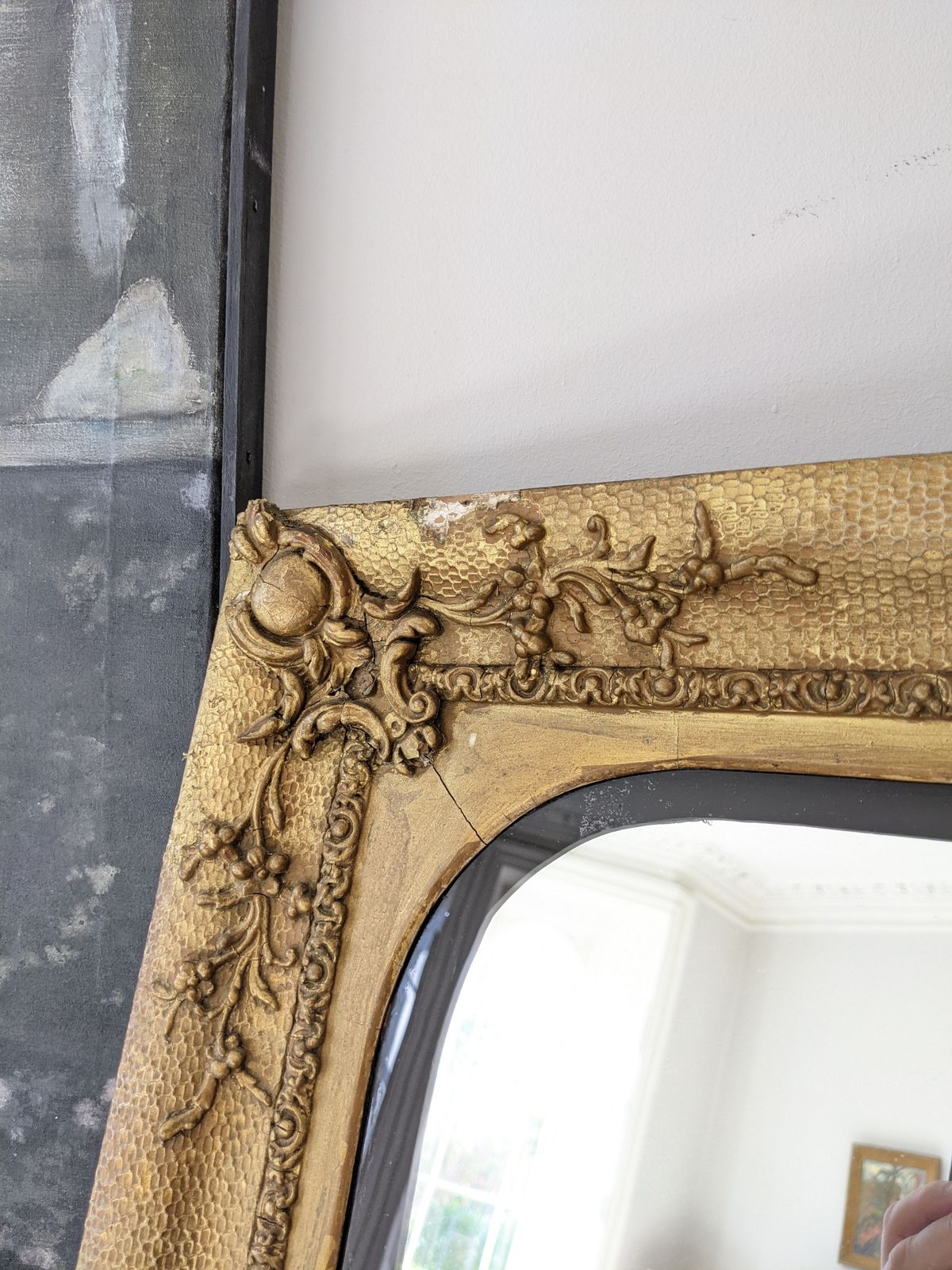 An Antique French Gilt Framed Overmantel Wall Mirror C19th photo for sale
