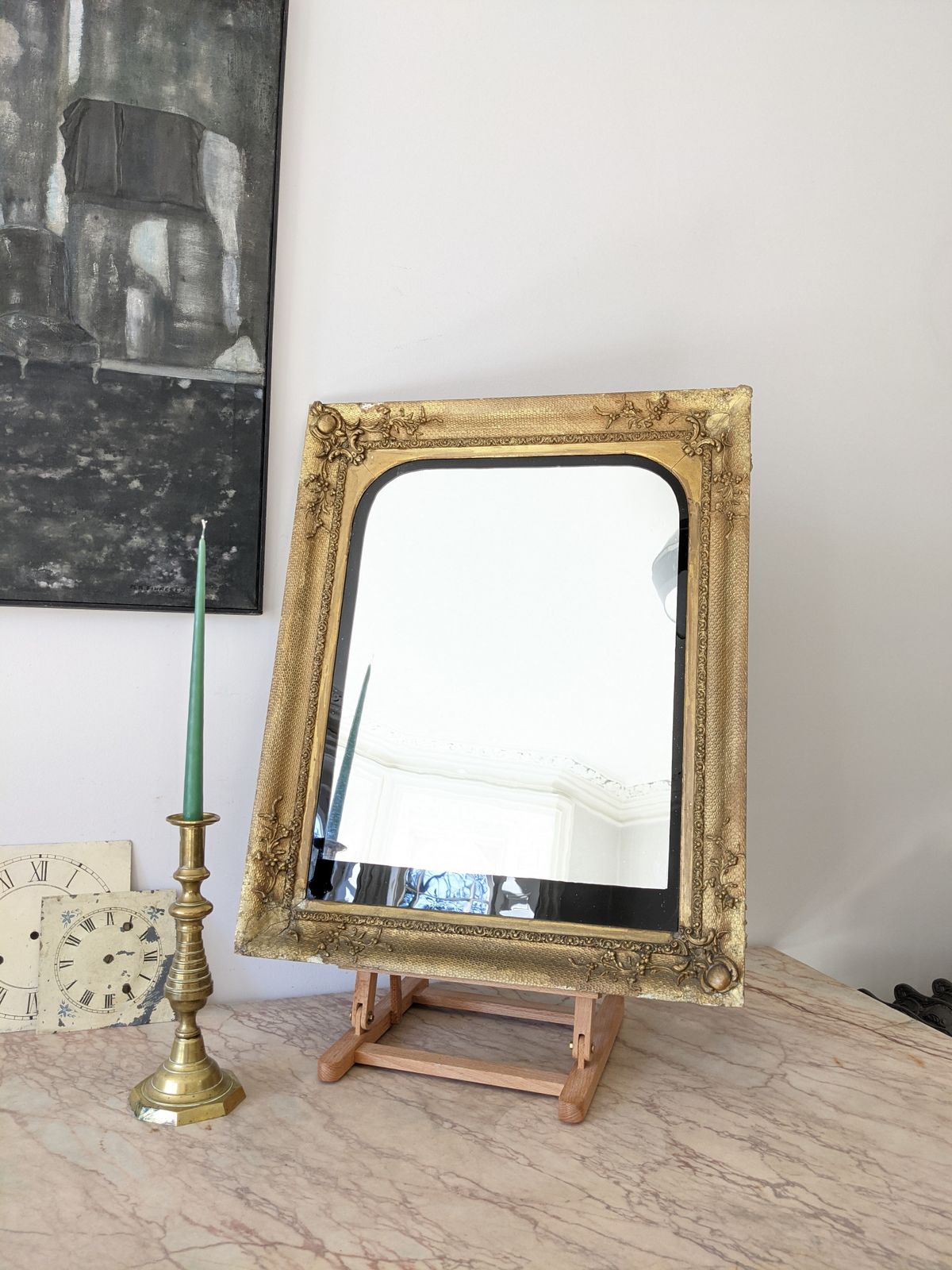 An Antique French Gilt Framed Overmantel Wall Mirror C19th photo Home Decor