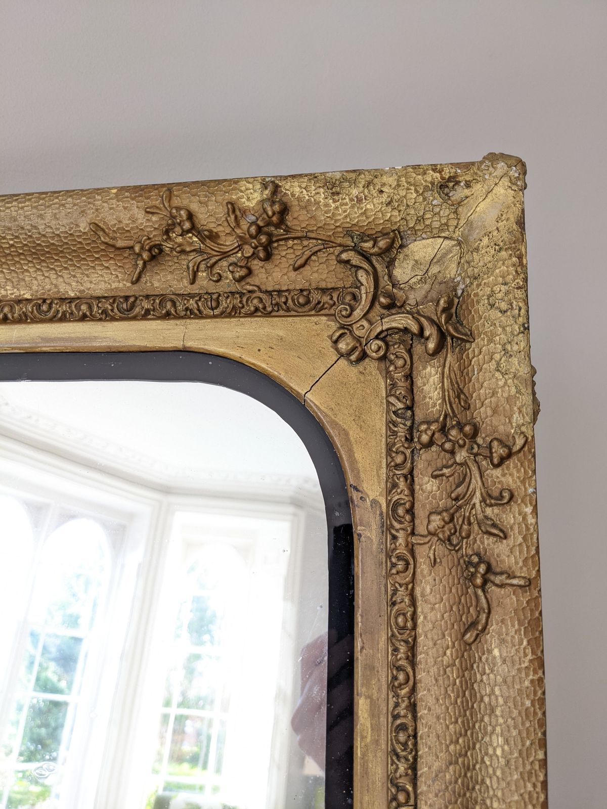Home Decor An Antique French Gilt Framed Overmantel Wall Mirror C19th photo