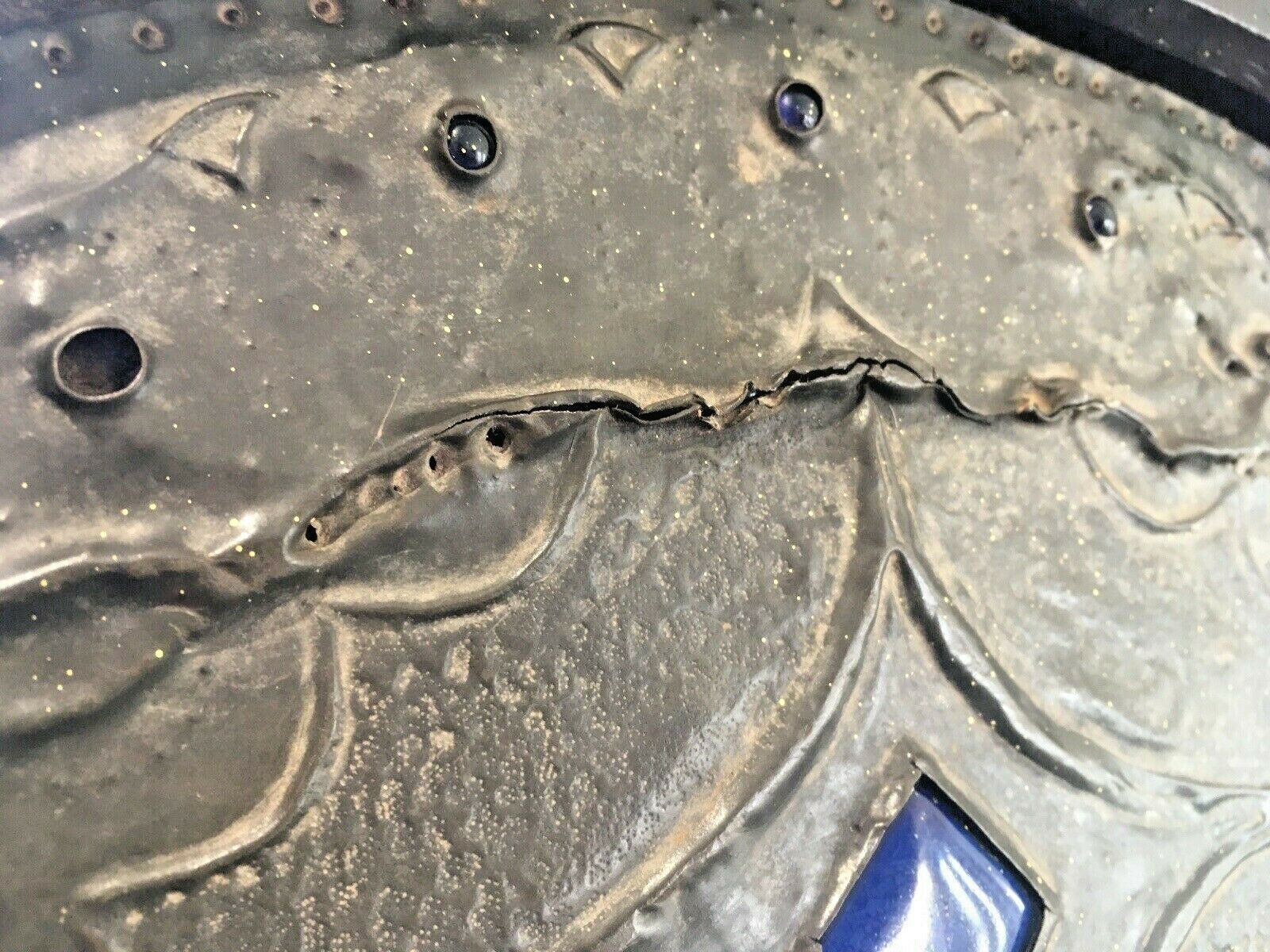 Arts & Crafts Hammered Pewter Cabochon Jewelled Wooden Tray Liberty Ruskin Style photo buy