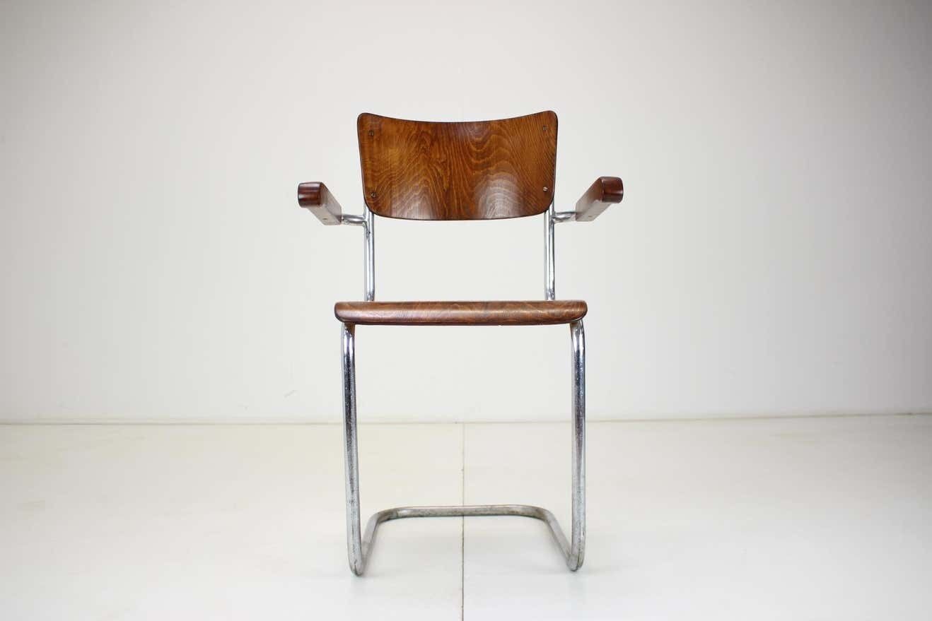 Restored Bauhaus Chrome Chair By Rudolf Vichr Prag, 1930s photo furniture