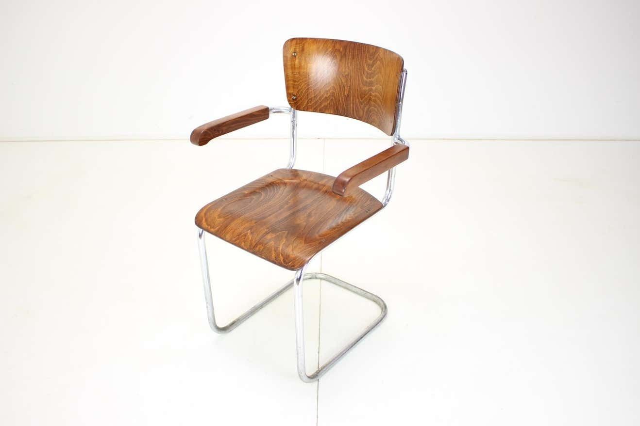 Restored Bauhaus Chrome Chair By Rudolf Vichr Prag, 1930s photo Furniture