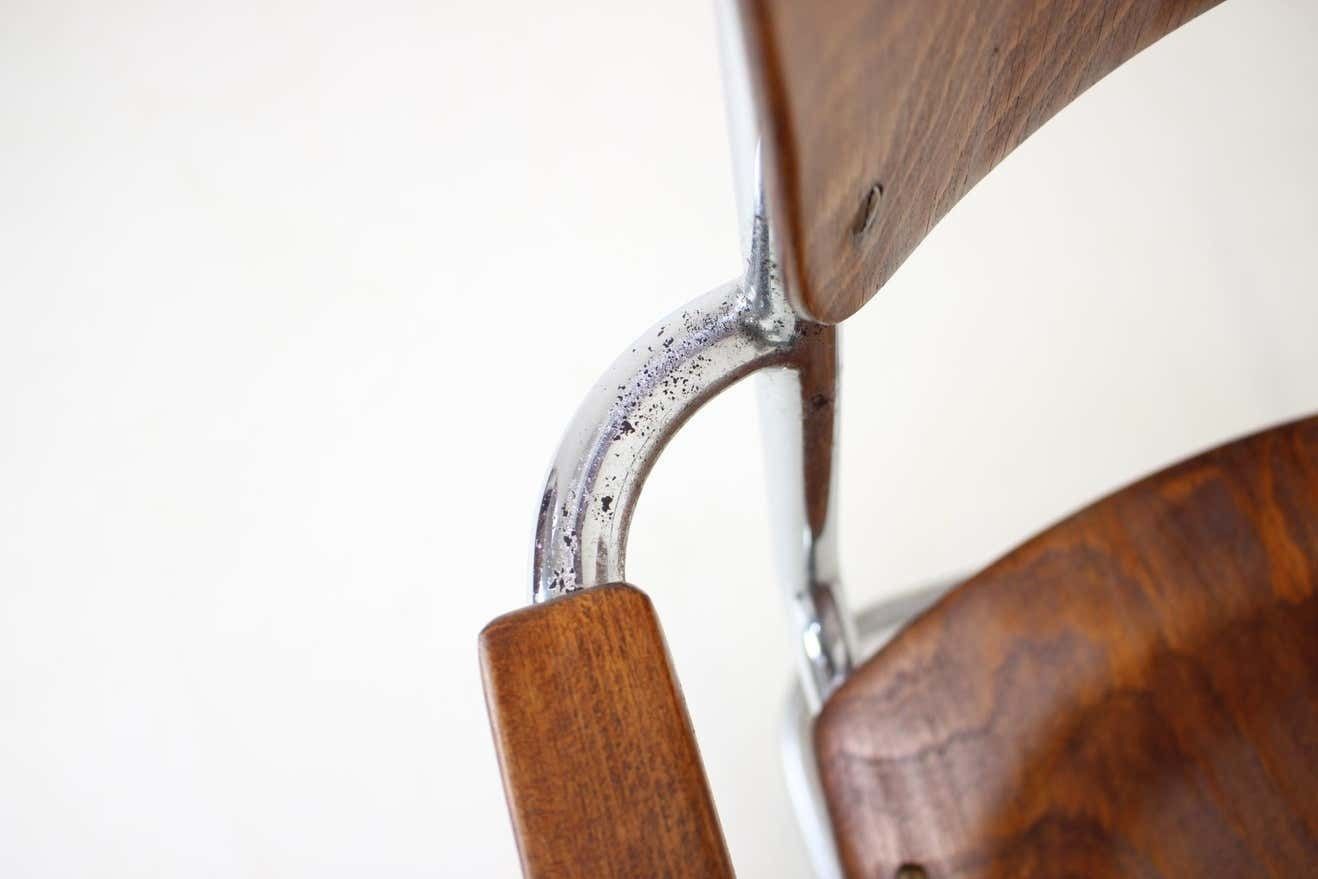 Restored Bauhaus Chrome Chair By Rudolf Vichr Prag, 1930s photo vintage