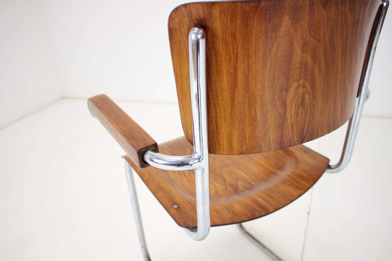 Restored Bauhaus Chrome Chair By Rudolf  Vichr Prag, 1930s photo vintage