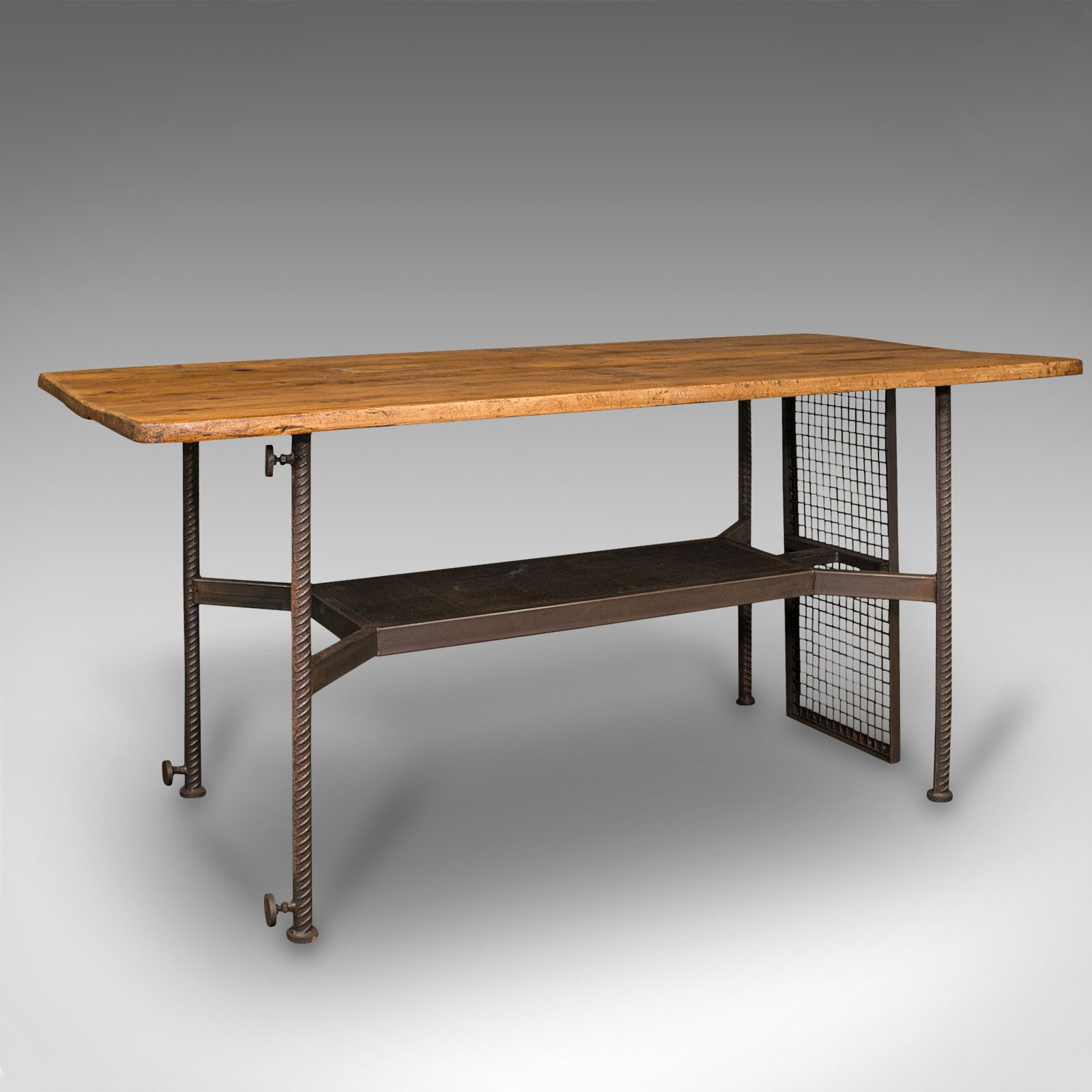 Vintage Writing Desk, English, Steel, Pine, Shop Retail