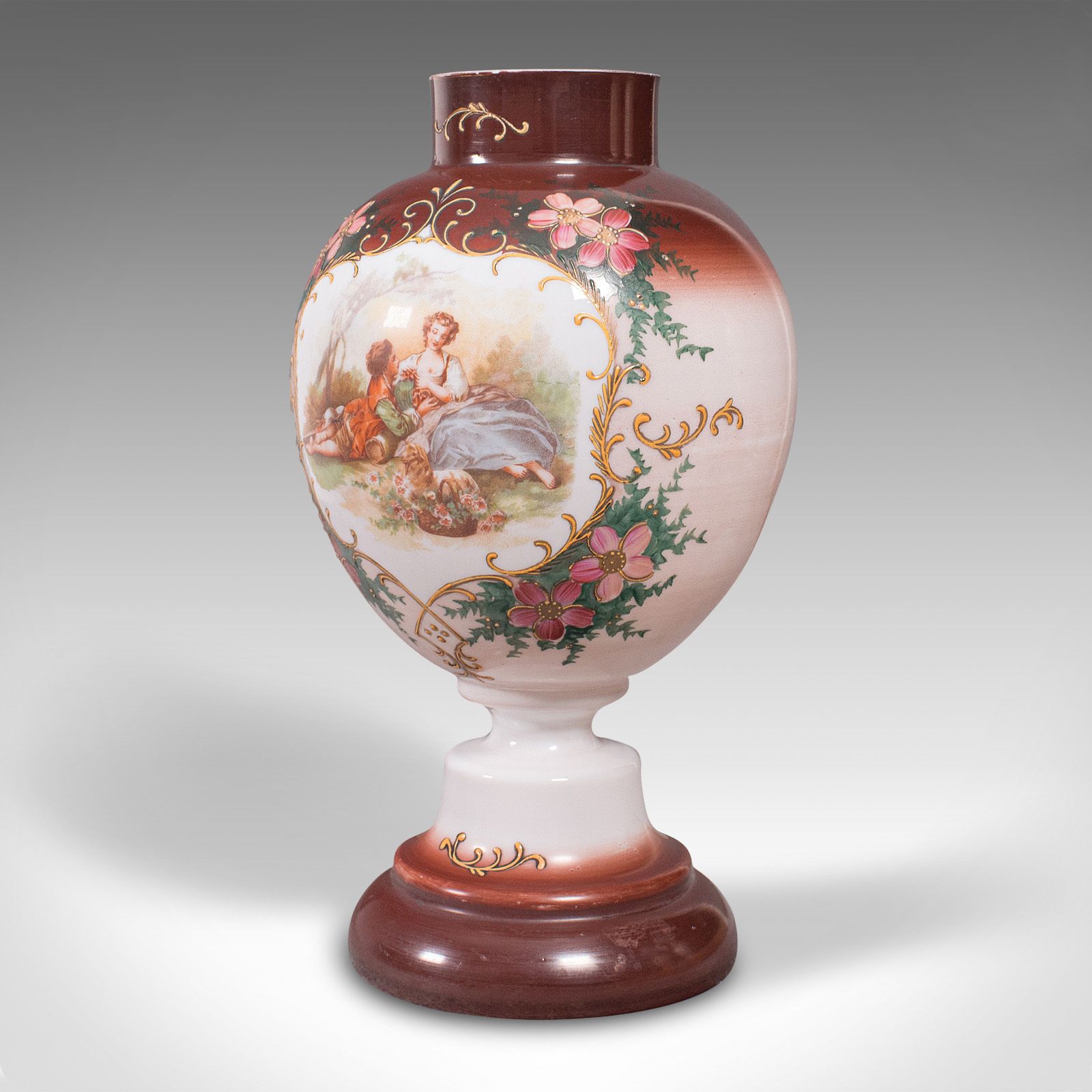 Antique Decorative Flower Vase, Continental, Milk Glass, Baluster Urn photo furniture
