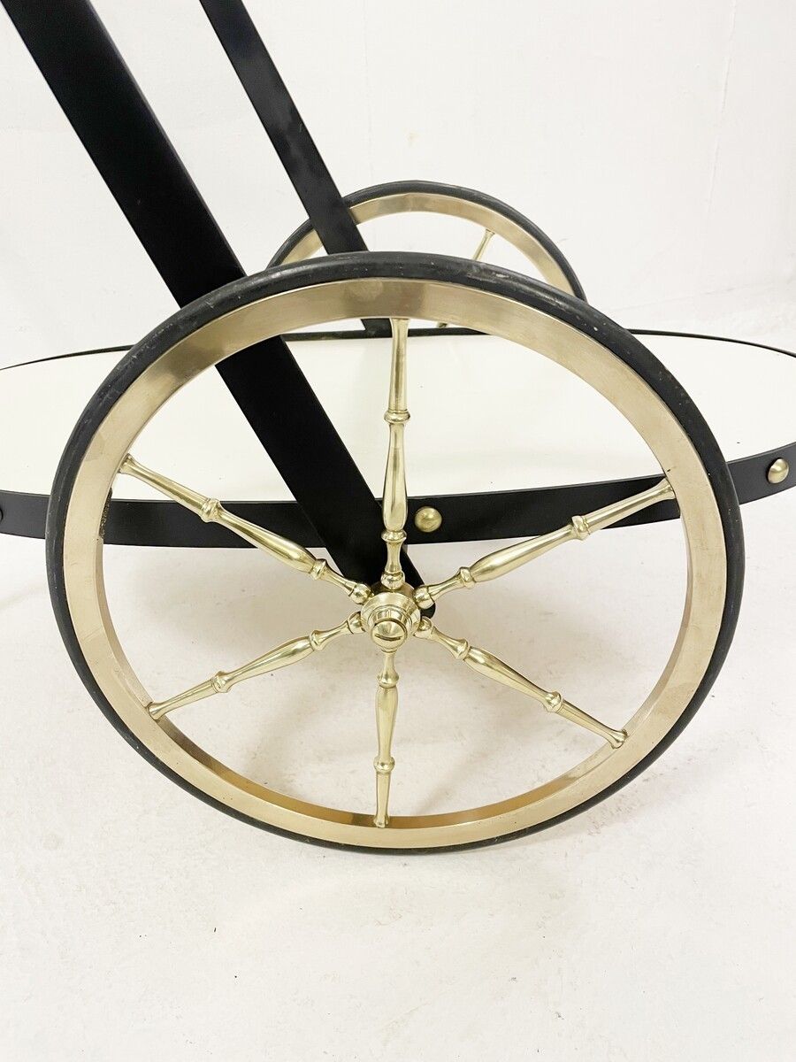 Mid Century Brass Glass And Metal Trolley photo vinterior