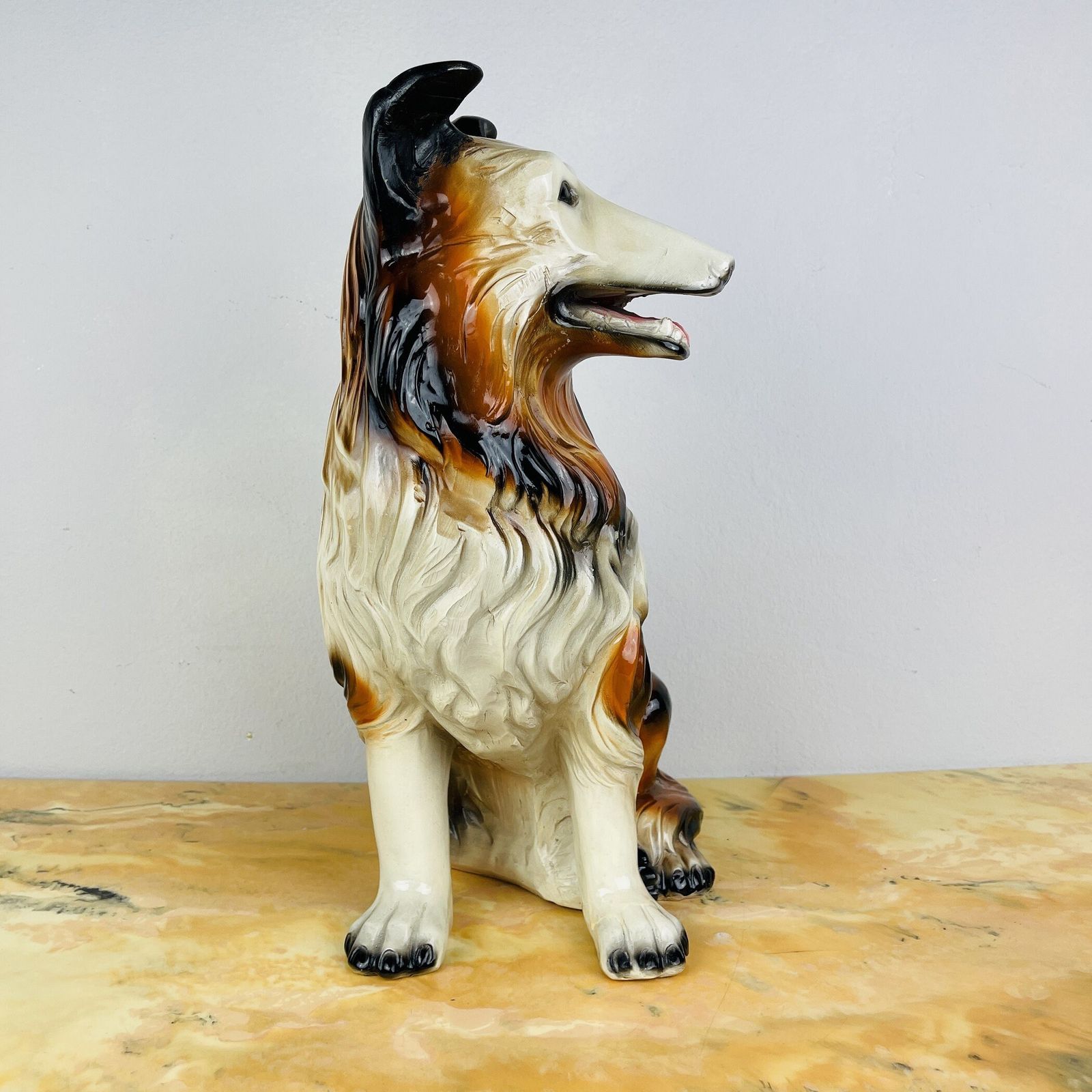photo for sale Vintage Hand Painted Sculpture Dog Italy 1960s Retro Home Decor Mid Century Italian Decoration