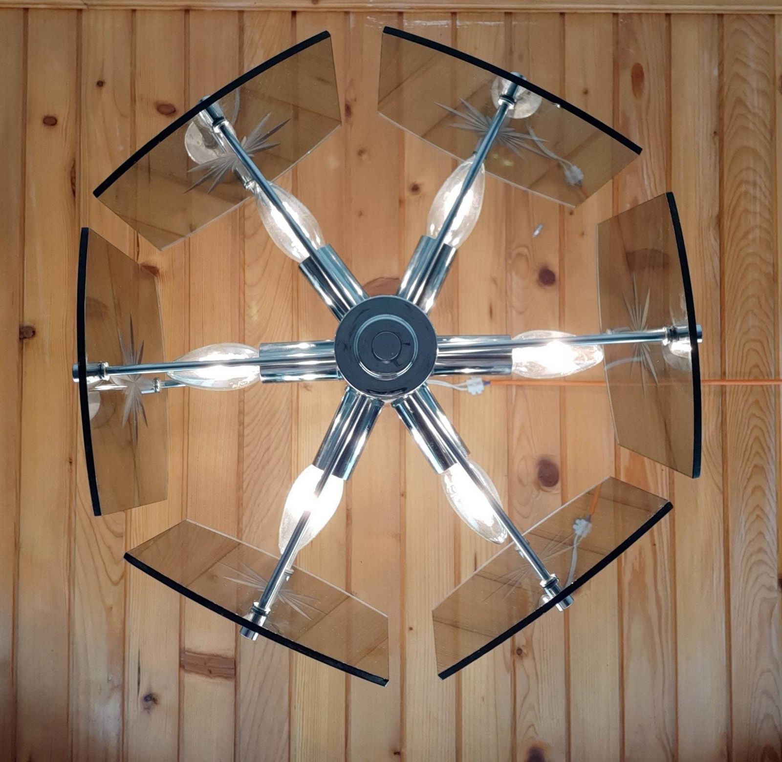 Glazen Hanglamp Emi Poljcane Joegoslavië Jaren '70 – Rookglas Mid Century In De Stijl Van Fontana Arte Veca photo 167.0