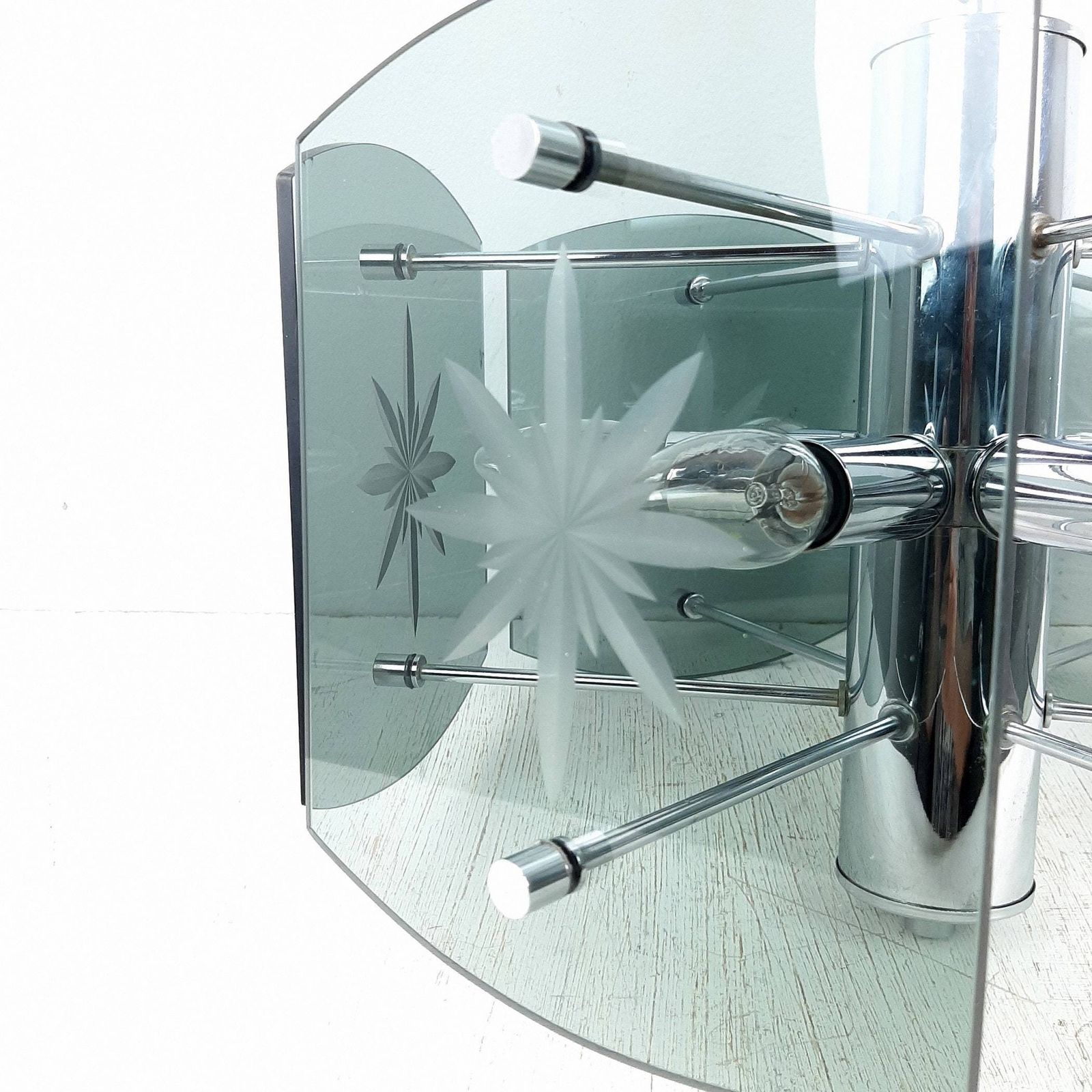 Glazen Hanglamp Emi Poljcane Joegoslavië Jaren '70 – Rookglas Mid Century In De Stijl Van Fontana Arte Veca photo vinterior