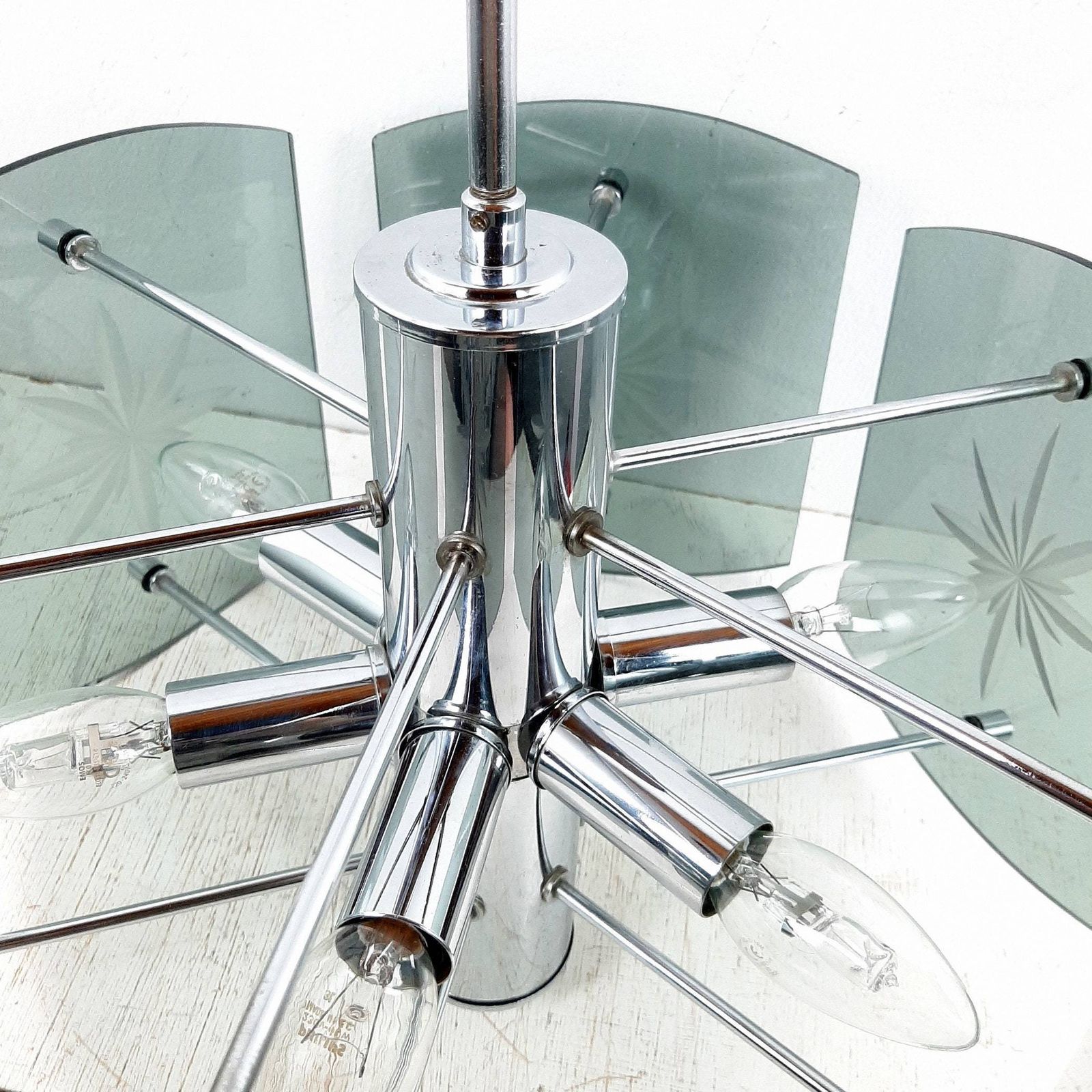 Glazen Hanglamp Emi Poljcane Joegoslavië Jaren '70 – Rookglas Mid Century In De Stijl Van Fontana Arte Veca photo buy