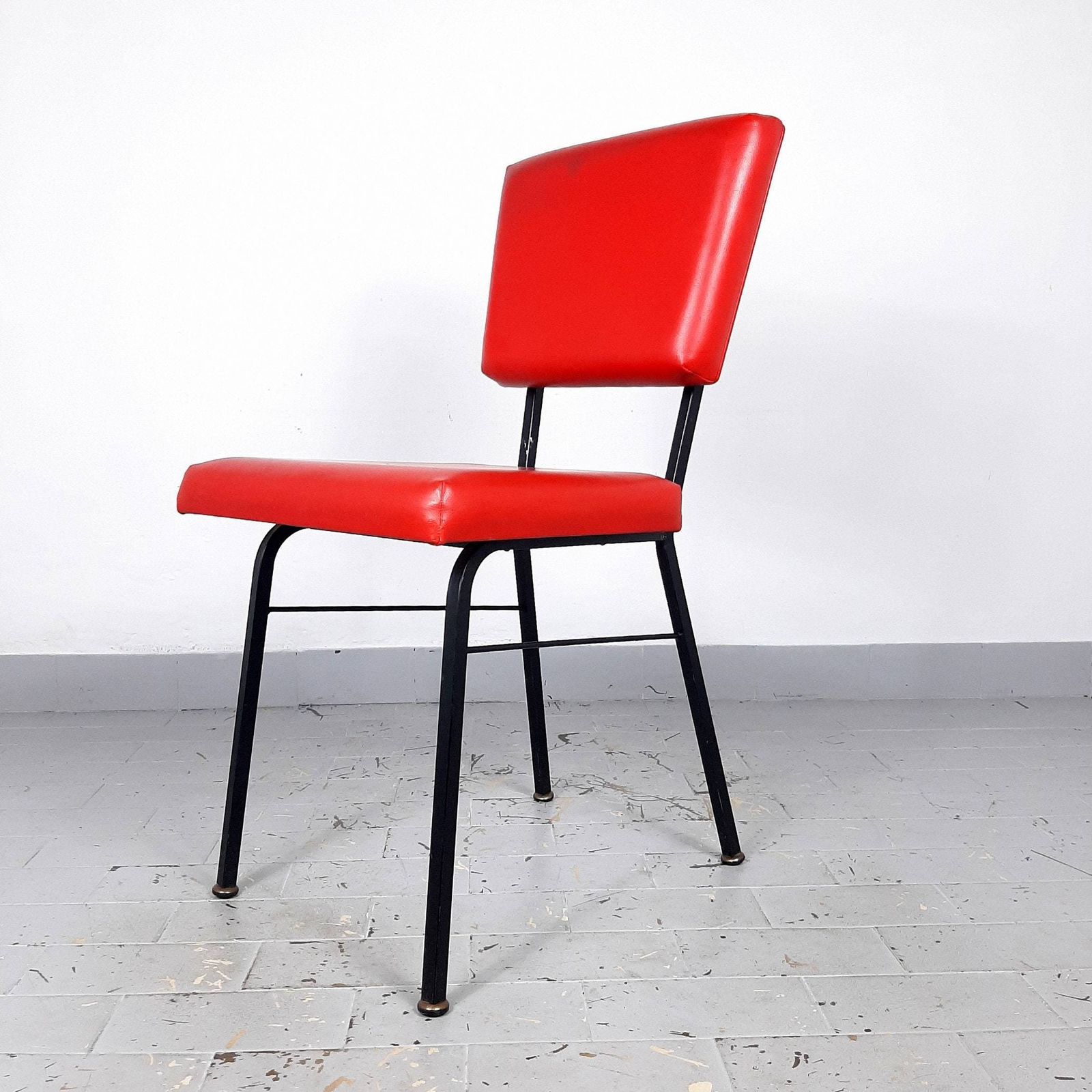 Retro Dining Chair Mobili Polli Italy 1969 Mid Century Office Chair Red Desk Chair