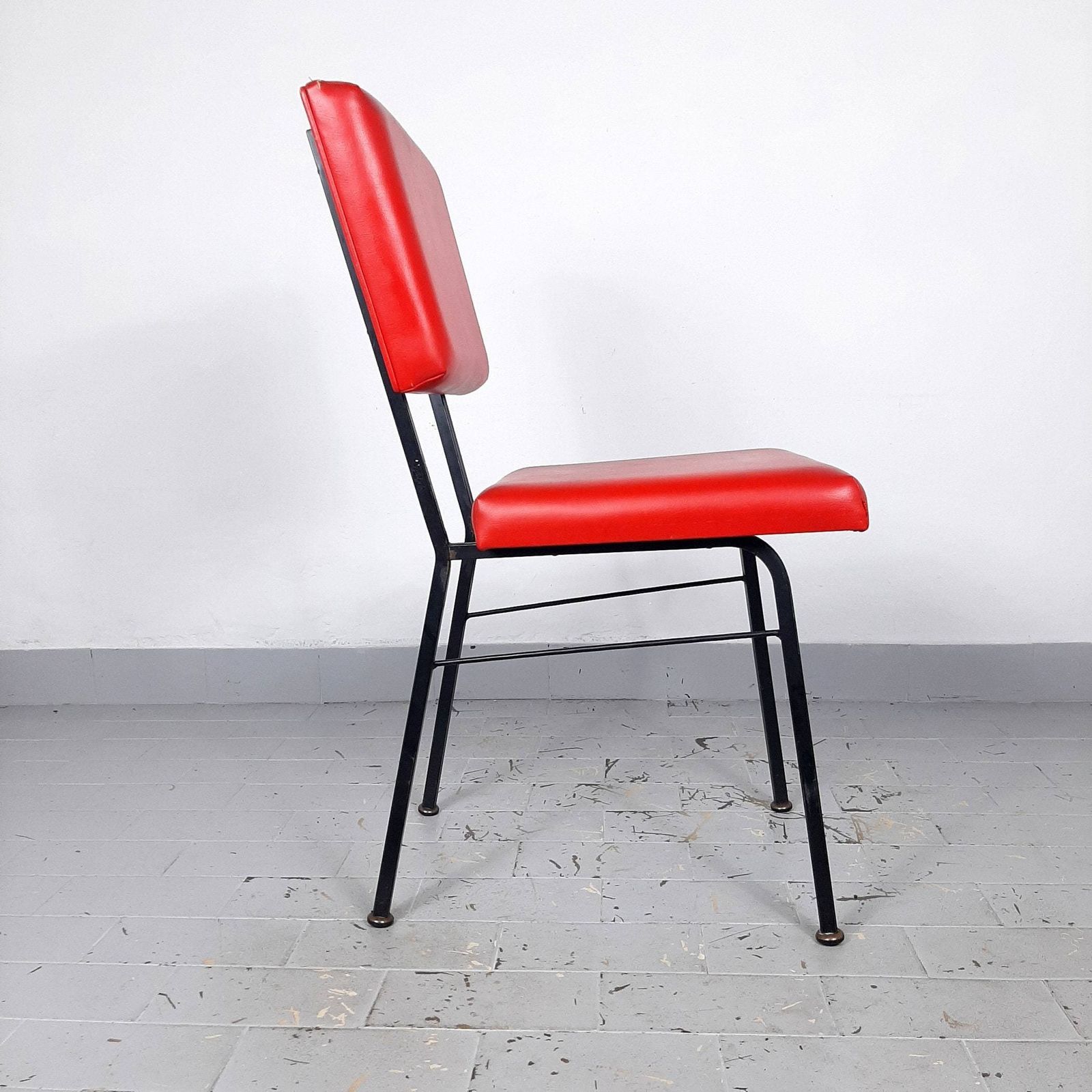 Retro Dining Chair Mobili Polli Italy 1969 Mid Century Office Chair Red Desk Chair photo furniture