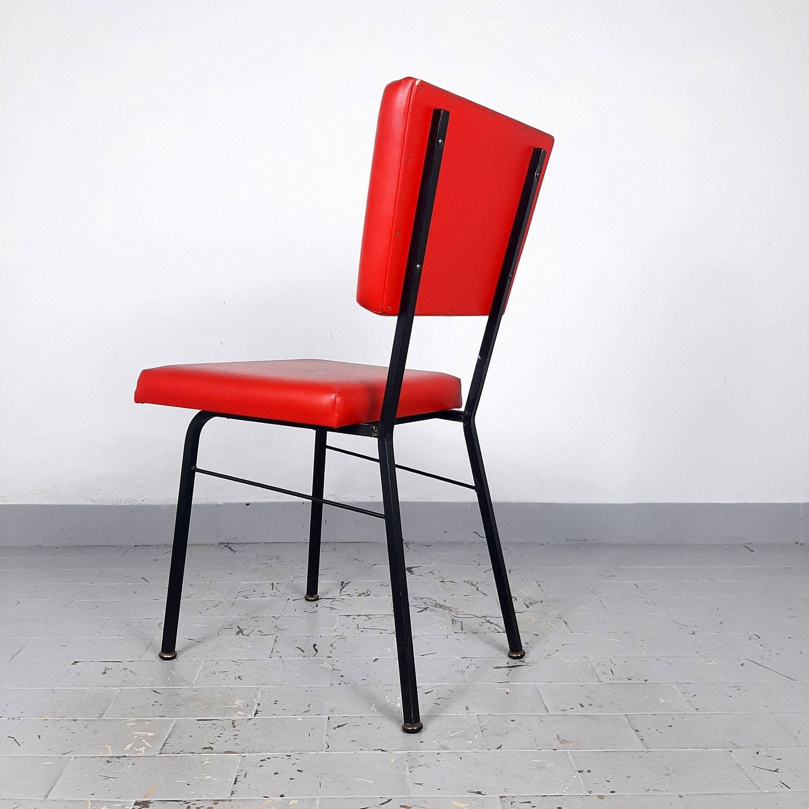 Retro Dining Chair Mobili Polli Italy 1969 Mid Century Office Chair Red Desk Chair photo vinterior