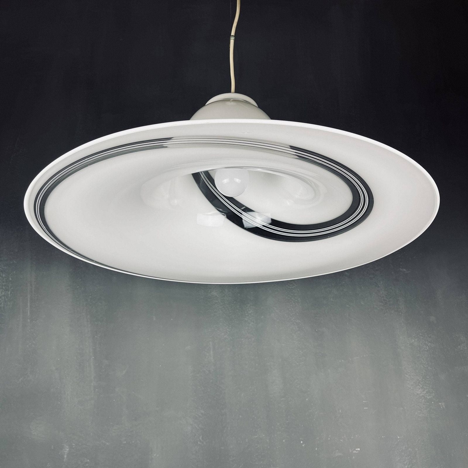 Vintage Swirl Murano Glass Pendant Lamp Italy 1970s Mid Century Light Space Age photo furniture