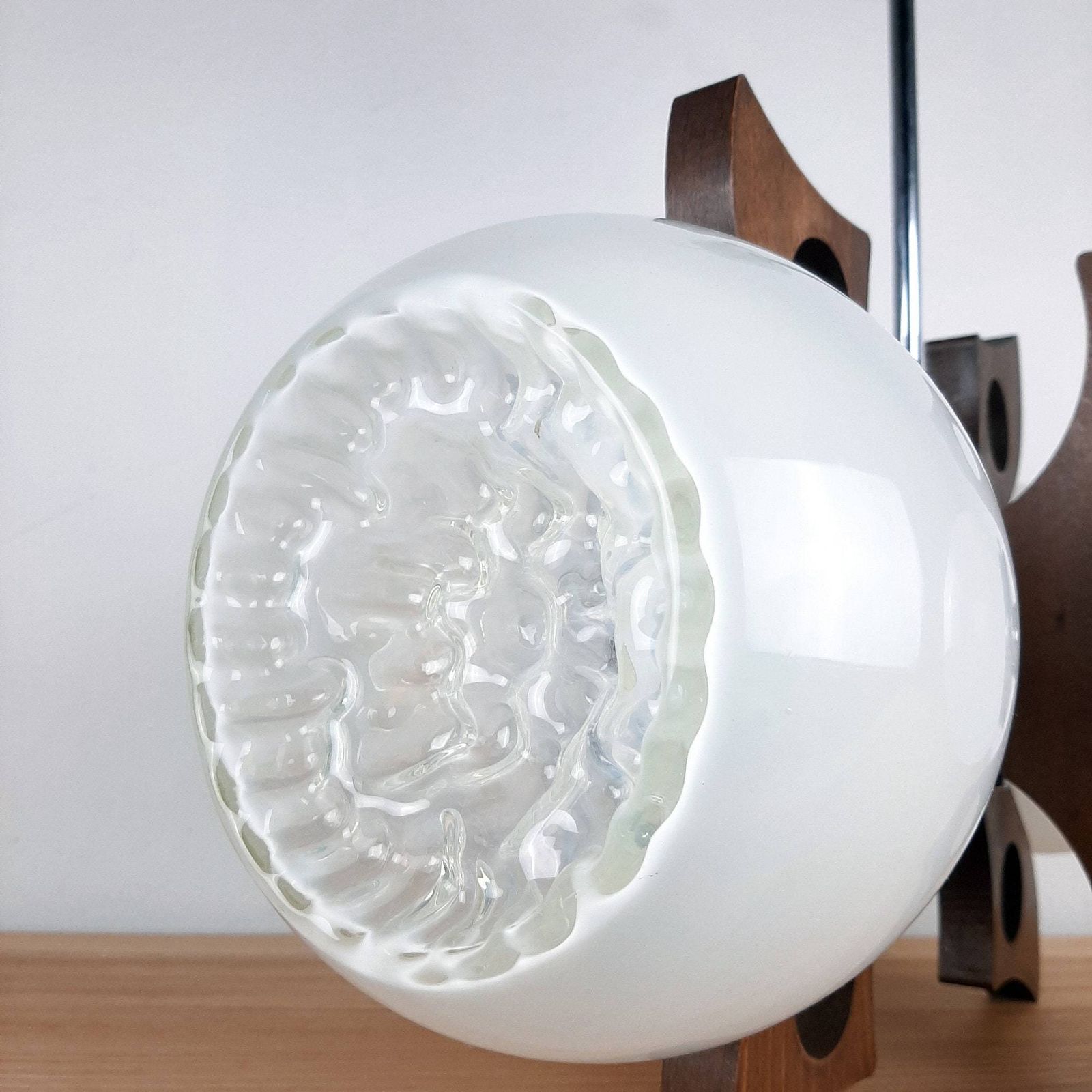 Mid Century Design Mazzega Murano Glass Pendant Lamp 70s Yugoslavia Space Age White Murano Art Glass Bowls photo buy