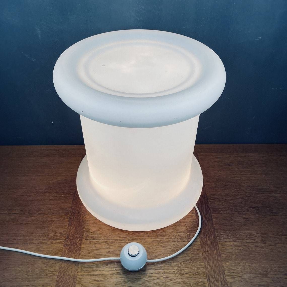 Mid Century Floor Lamp White Glass Italy 1970s Space Age Vintage Bedside Lamp Cylinder