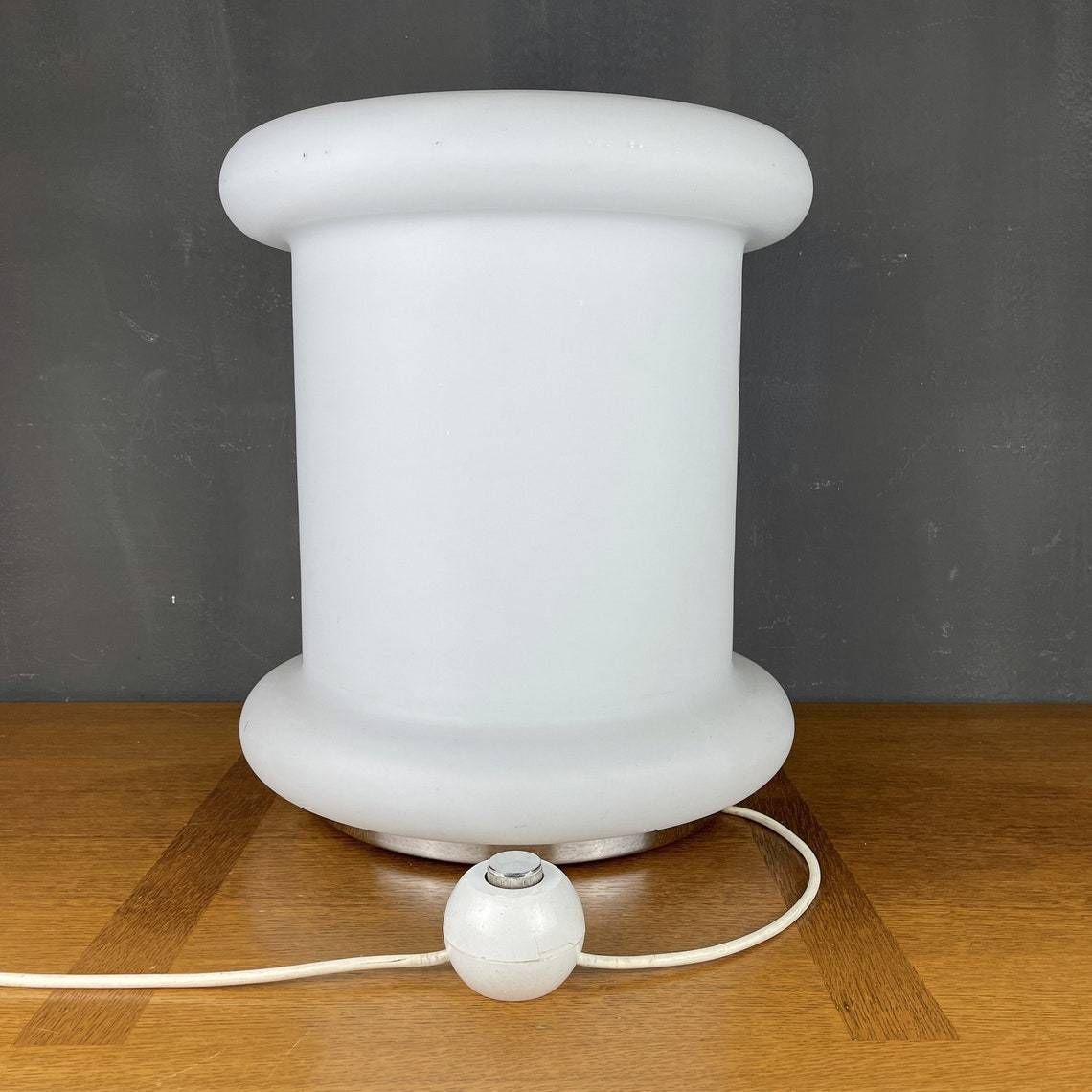 Mid Century Floor Lamp White Glass Italy 1970s Space Age Vintage Bedside Lamp Cylinder photo buy