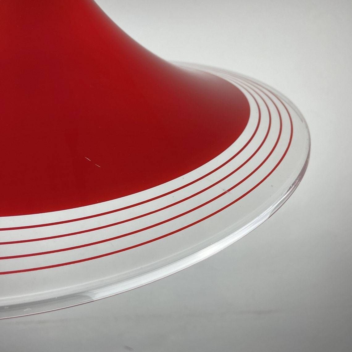 Mid Century Red Plastic Pendant Lamp Albatros Meblo Yugoslavia 1970s Space Age Atomic photo for sale