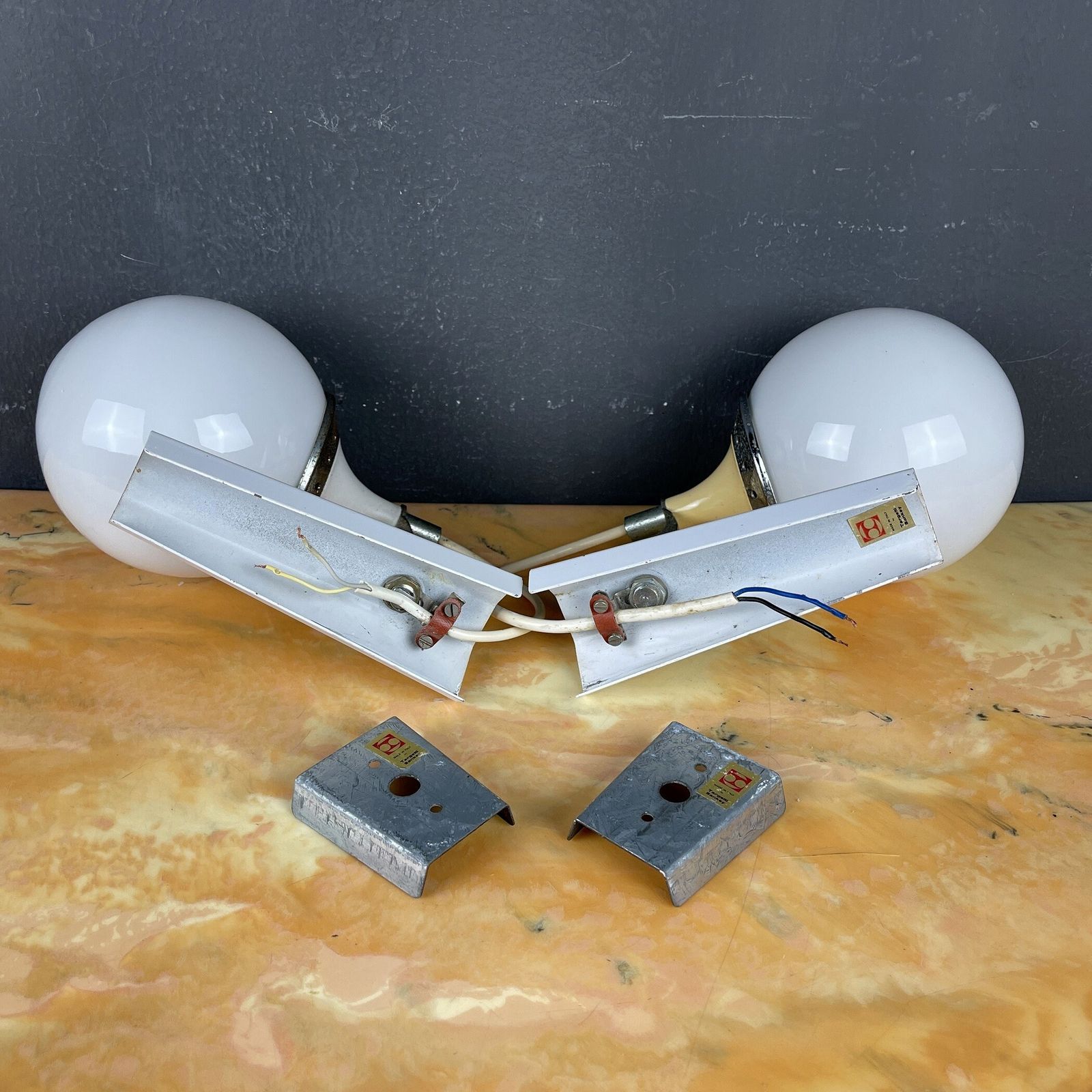 photo furniture Pair Of Mid Century White Sconces Targetti Sankey Italy 1960s Retro Wall Lamps Space Age
