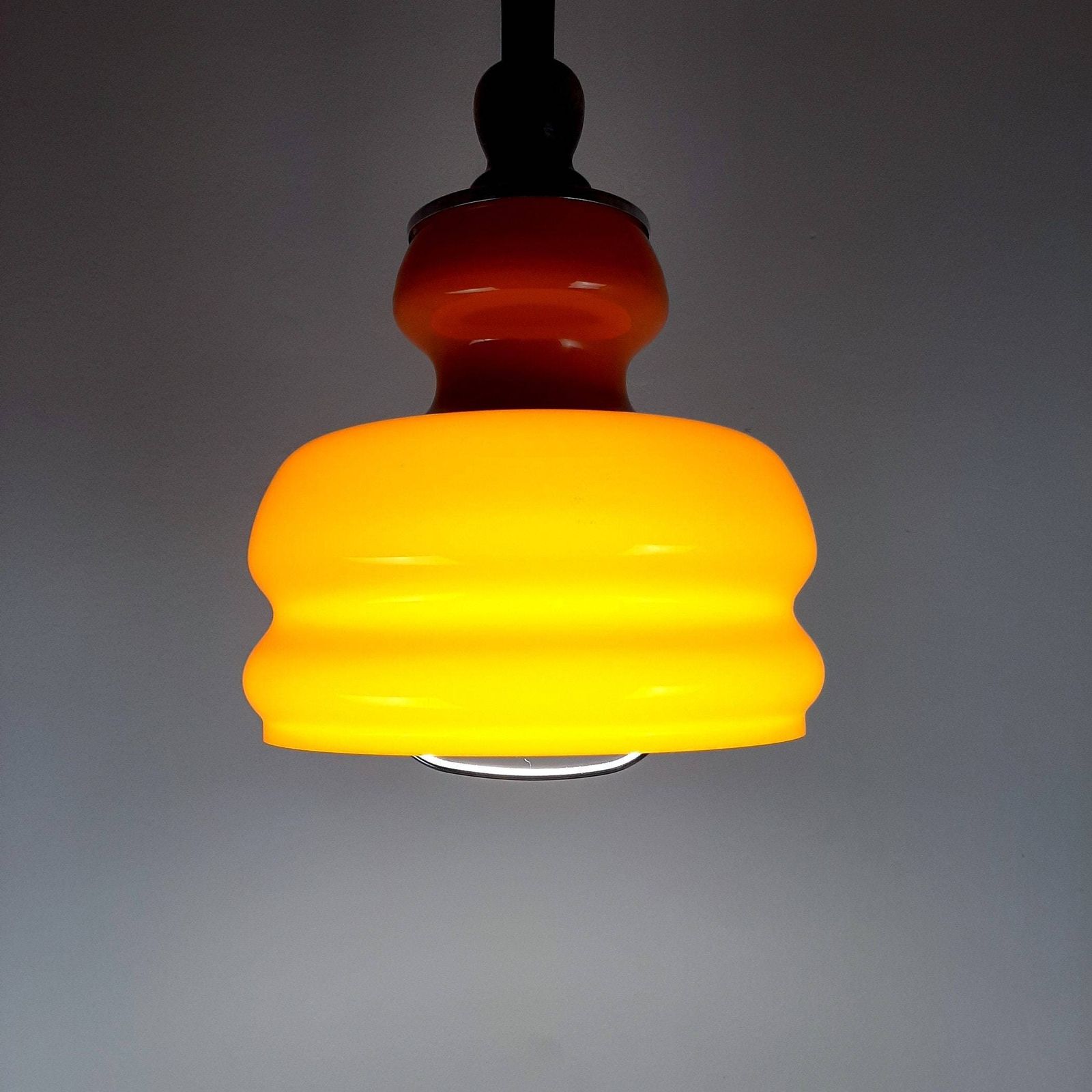 Mid Century Orange Glass Pendant Lamp Yugoslavia 1970s Retro Lighting Space Age photo furniture