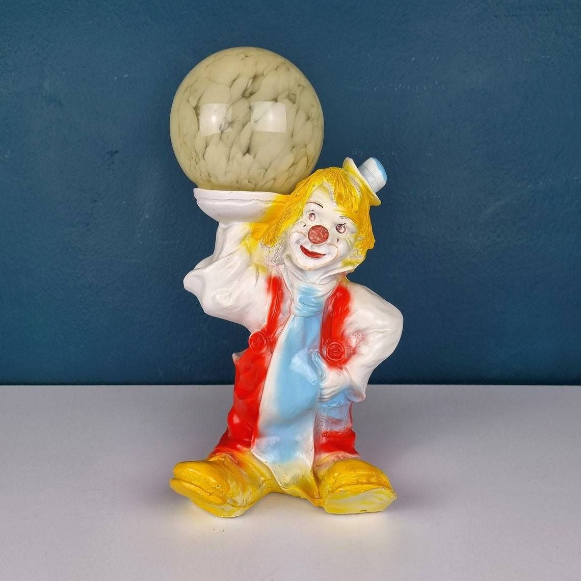 Vintage Ceramic Table Lamp Clown Italy 1960s Retro Nightlamp Lamp For Children's Room