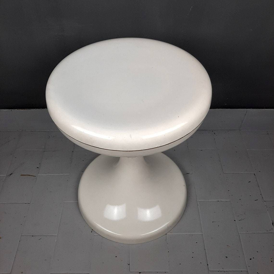 Mid Century White Plastic Stool Jurcek By Finzgar   Zorman For Meblo Yugoslavia 1970s Mushroom Stool Space Age Tabouret photo for sale