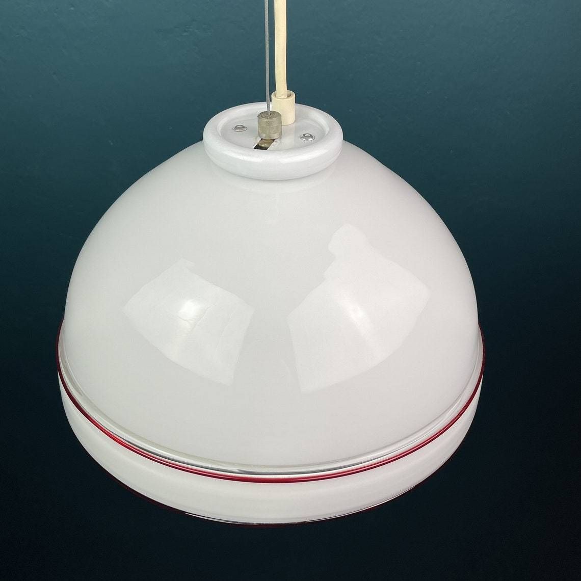 Murano Glass Pendant Lamp Italy 70s Mid Century Lighting Home Decor White Space Age photo Lighting
